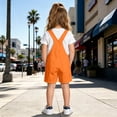 thumbnail image 5 of XIYON Children Girls Boys Overalls Suspenders Sleeveless Solid Color Comfortable Lightweight Jumpsuit Romper For Everyday Wear,Orange,4-5 Years, 5 of 9