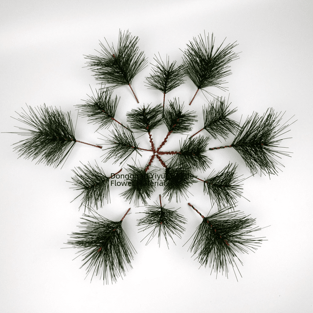 Simulación de agujas de pino, agujas de pino de pvc, árbol de Navidad, corona de agujas de pino, anillo de ratán, bricolaje, decoraciones para el hogar hechas a mano, accesorios navideños