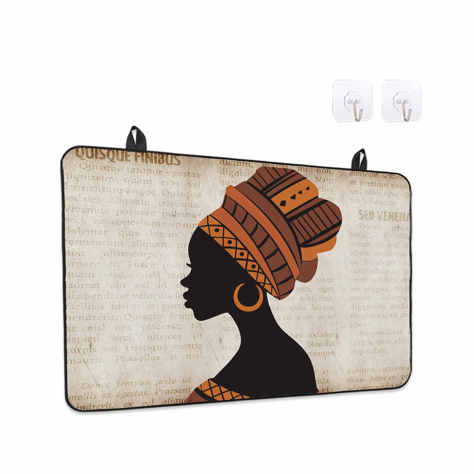 Africa Black Women Stove Top Cover for Electric Stove, Heat-proof & Non Slip Glass Top Stove Cover Protector, African Native Ethnic Vintage Kitchen Flat Cooktop Rubber Mat 24x21 Inches