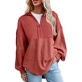 thumbnail image 1 of MeetoTime Womens Oversized Sweatshirts Fall 2024 Half Zip Pullover Long Sleeve Zip Up Sweatshirt Tops, 1 of 6
