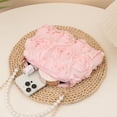 thumbnail image 4 of Clutch Purse For Women Elegant Evening Bags 3D Floral Satin Small Purse With Pearl Beaded Top Handle Detachable Strap, 4 of 4