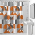 thumbnail image 4 of Burnt Orange Gray Geometric Fabric Shower Curtain Abstract Mid Century Washable Shower Curtains for Bathroom, Waterproof Bath Curtain with Hooks Home Decor 72x84in, 4 of 8