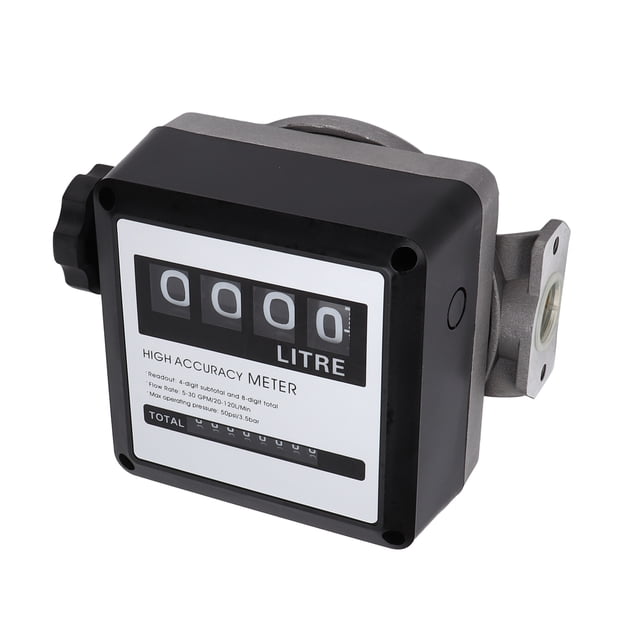 M Buder Medidor de Flujo de Combustible Diésel y Gasolina de 4 Dígitos, Pantalla Grande de Alta Precisión, Rango de 5 a 30 GPM y 20 a 120 L/Min, Aleación de Aluminio Resistente, 2.54 cm / 1 pulgada
