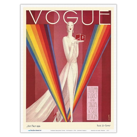 Fashion Magazine Cover - September 1 1926 - Autumn Fabrics - Vintage Magazine Cover by Benito - Master Art Print (Unframed) 9in x 12in