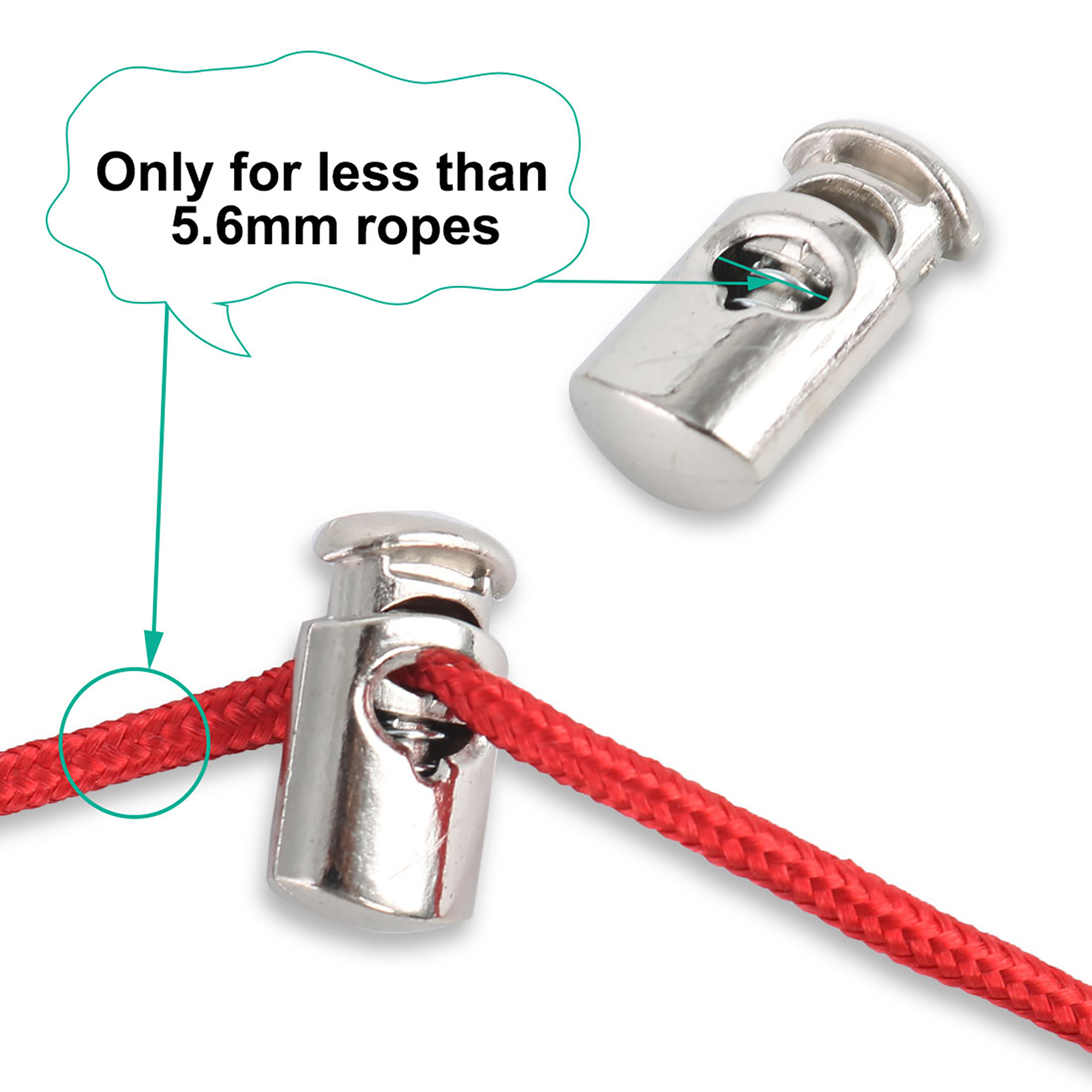 10 Pcs Spring Cord Lock Plastic Cord End Fastener Single Hole Toggle Stoppers Sliders Silver