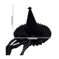 thumbnail image 2 of Hsqqdc Women Velvet Ruffled Pointer Hat Ribbon Bow Dark Fantasy Masquerade Festival Headwear, 2 of 7