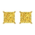 thumbnail image 3 of 14K Solid Gold Screw Back Stud Earrings for Women | 4 cttw Princess Cut Natural Citrine | Yellow Gold, 3 of 5