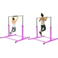 thumbnail image 3 of Enhance gymnastics skills with our 3-5FT height adjustable kip bar! Professional-grade, curved legs, cushioned high bar, 300 lbs capacity. Perfect for juniors. Get yours in Pink!, 3 of 5