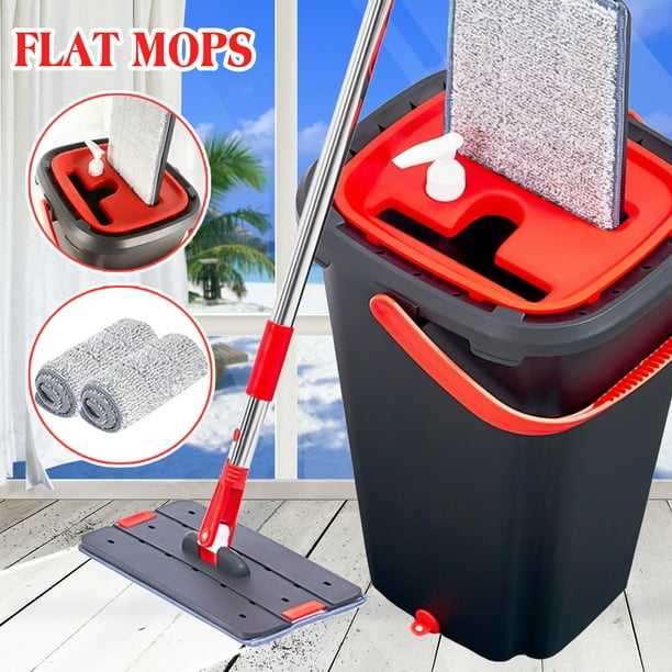 Wet & Dry Self Cleaning Drying Self Wringing Mop Bucket Flat Floor Free