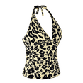 thumbnail image 3 of Hilor Women's Plunging V Neck Halter Swim Tops Shirred Tankini Top, 3 of 7