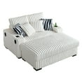 thumbnail image 3 of Oversized Chaise Lounge Loveseat with Movable Ottoman, 61.42" Corduroy Upholstered Sectional Sofa Cloud Couch w/Cup Holders, Built-in Speaker,Wireless Charger & USB Ports for Living Room ﻿, 3 of 18