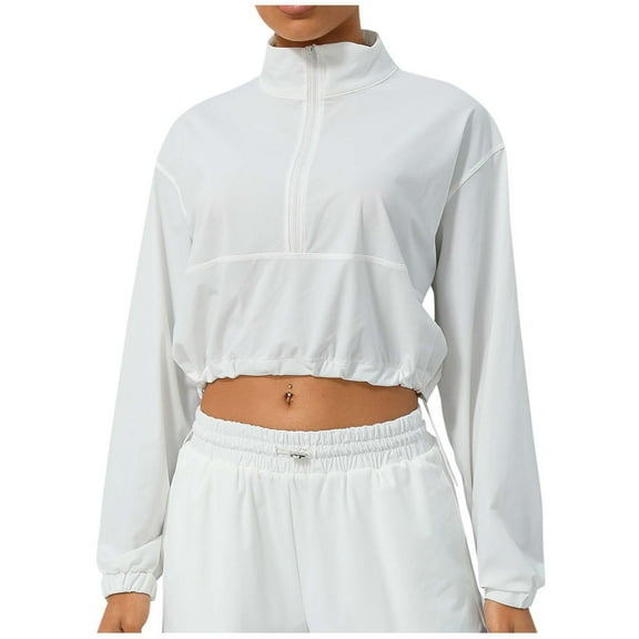 Uootdi Womens UPF 50 Sun Protection Jacket Zipper Stand Neck Solid Long Gift Sleeve Jacket Women's Athletic Running Yoga Gym Out