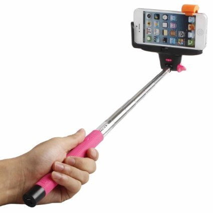 - Bespolitan® Self-portrait Monopod Extendable Selfie Stick 2-In-1 Bluetooth Remote Shutter With Adjustable Grip Holder, Pink