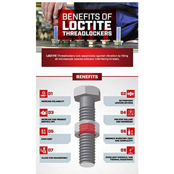 Loctite 487229 Threadlocker 242 All-Purpose Medium Strength Tube, Blue, 6 ml
