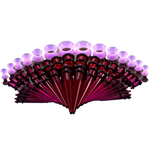 HEQU9749 Acrylic Ear Stretching Kit Tapers Plugs Silicone Tunnels