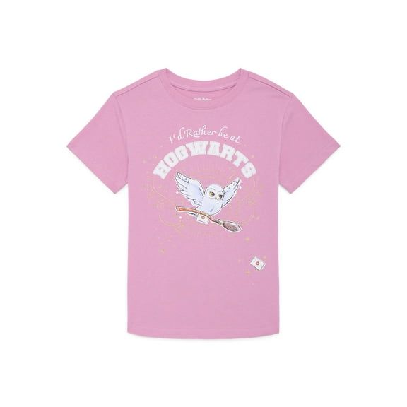 Harry Potter Hedwig Girls Short Sleeve Graphic T-Shirt, Sizes 4-16