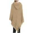 thumbnail image 4 of HBYJLZYG Womens Hooded Shawl Wrap Cape, Crochet Versatile Tassel Irregular Hem Sweater Tops, 4 of 7