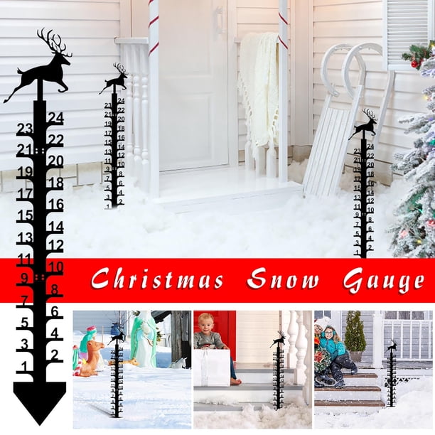 Medidor de Nieve de Metal con Forma de Copo de Nieve para Jardín, 24 Pulgadas, para Exteriores, Navidad, Medidor de Profundidad de Nieve | Escala de Nieve de Acero Pintado a Mano con Recubrimiento En