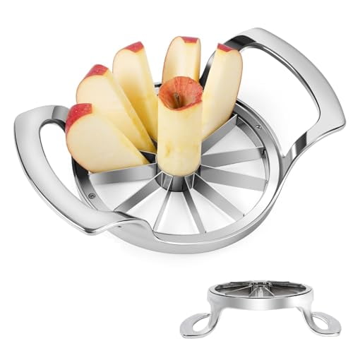 4.72 inches Apple Slicer,12-Blade Extra Large Apple Corer,Heavy Duty Stainless Steel Apple Cutter and Divider with Updated Safe Blade System
