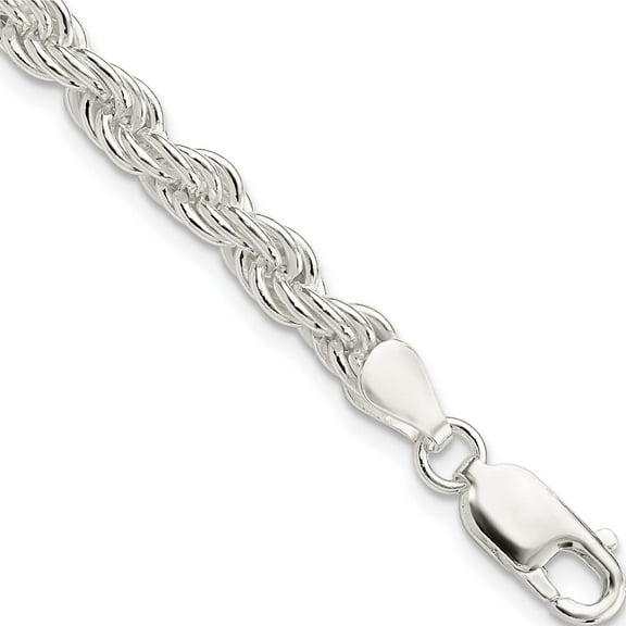 Sterling Silver 5mm Solid Rope Chain (7 X 5) Made In Italy qdr100-7