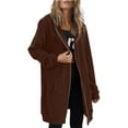 thumbnail image 4 of YUEJUIR Women's Zip Up Hoodies Oversized Fleece Long Tunic Sweatshirts Casual Long Sleeve 2024 Fall Hoodie Jacket Coat (Coffee,XXXXL), 4 of 4