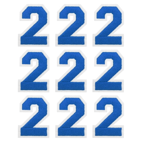 Uxcell Iron on Number Patches 2" Number 2 Embroidered Patch (Blue, Pack of 9)
