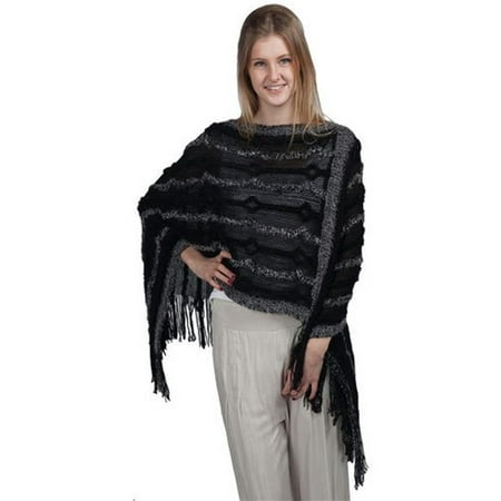 Catherine Lillywhite GC1656BK Fur & Knit Wrap, Black - Walmart.com