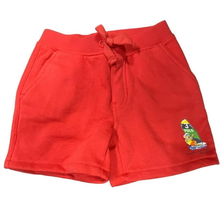 POLO RALPH LAUREN Red Boys Cotton Bear Printed Short, Size 12M, NWOT
