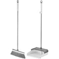 thumbnail image 1 of Broom with Dustpan Set, Dust Pan and Broom with Long Handle and Comb Teeth, Heavy Duty Upright Standing Dustpan Broom Combo for Home Kitchen Office Lobby Floor Cleaning (Grey + White), 1 of 7