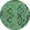 thumbnail image 1 of Ahgly Company Machine Washable Indoor Round Southwestern Turquoise Blue Country Area Rugs, 5' Round, 1 of 4