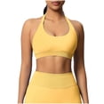 thumbnail image 2 of Workout Tops for Women Halter Crop Open Back Sports Bras Gym Yoga Tops Seamless Breathable Stretch Tee,Size XS, 2 of 9