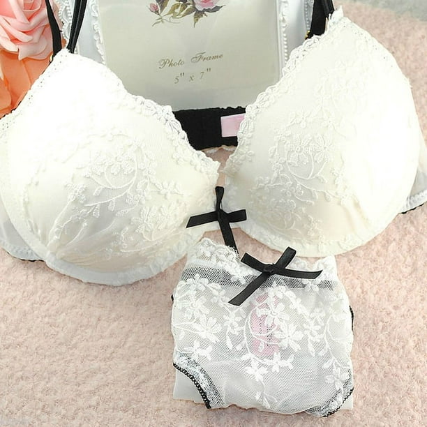 Women Embroidery Lace Lingerie Underwear Push-Up Padded Bra Set Brassiere(4Colors  for Choose) 