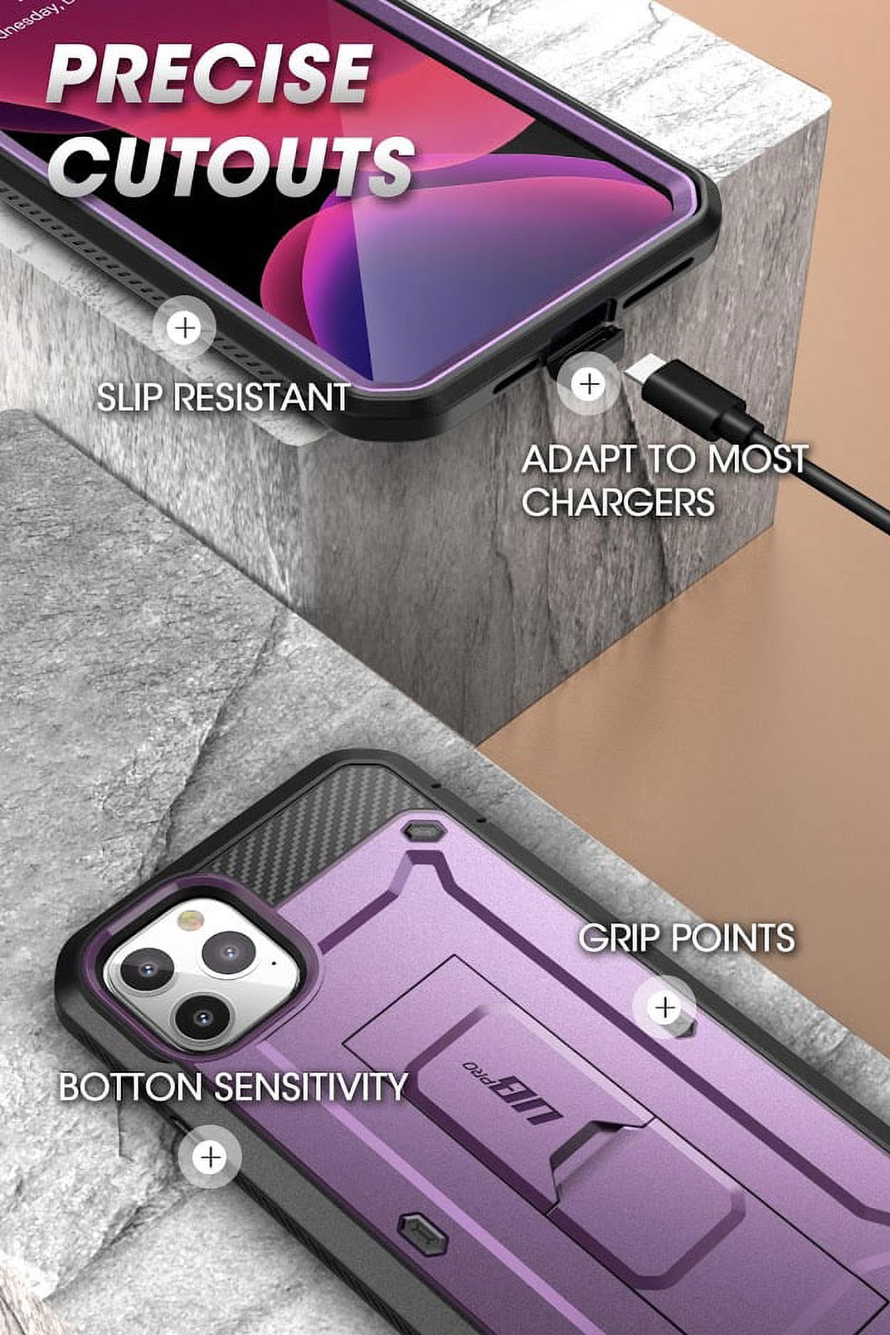 SUPCASE Unicorn Beetle Pro Series Phone Case Designed for iPhone 11 Pro Max 6.5 Inch (2019 Release), Built-in Screen Protector Full-Body Rugged Holster Case (Violte)