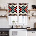 thumbnail image 2 of 2 Panels Kitchen Tier Curtains 39 Inch Length, Aztec Southwest Grommets Window Treatment Curtain, Tribes Vintage Red Blue Abstract Thermal Curtains Drapes for Living Room/Bathroom, 2 of 9