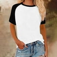 thumbnail image 2 of bnaln Women's Tops Casual Round Neck Pullover Splicing Color Short Sleeve Loose T Shirts Ladies Dressy Casual Blouses Summer Tunic Tops Plus Size Tshirts Fashion Tees Going Out, 2 of 5