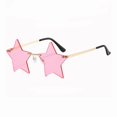 thumbnail image 2 of Gaukiv Star Sunglasses Lightweight Rimless Gold Metal Frame Fun Festive Party Costume Eyewear Trendy Decorative Photoshoot Accessory Pink, 2 of 4