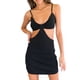 thumbnail image 1 of Txlixc Vestido de tirantes de color liso para mujer, falda adelgazante con cintura hueca y cuello bajo Txlixc  Sexy, 1 of 6