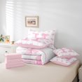 thumbnail image 6 of Manfei Letter H Monogrammed 7pcs Bedding Comforter Set,Cute Bow Knot Queen Bedding Sets,Pink Glitter Print Queen Sheet Sets For Girl,Microfiber Room Decorative Reversible, 6 of 8