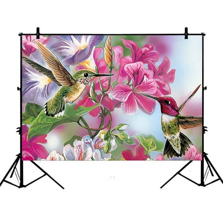 GCKG 7x5ft Novelty Hummingbird Polyester Photography Backdrop Studio Photo Props