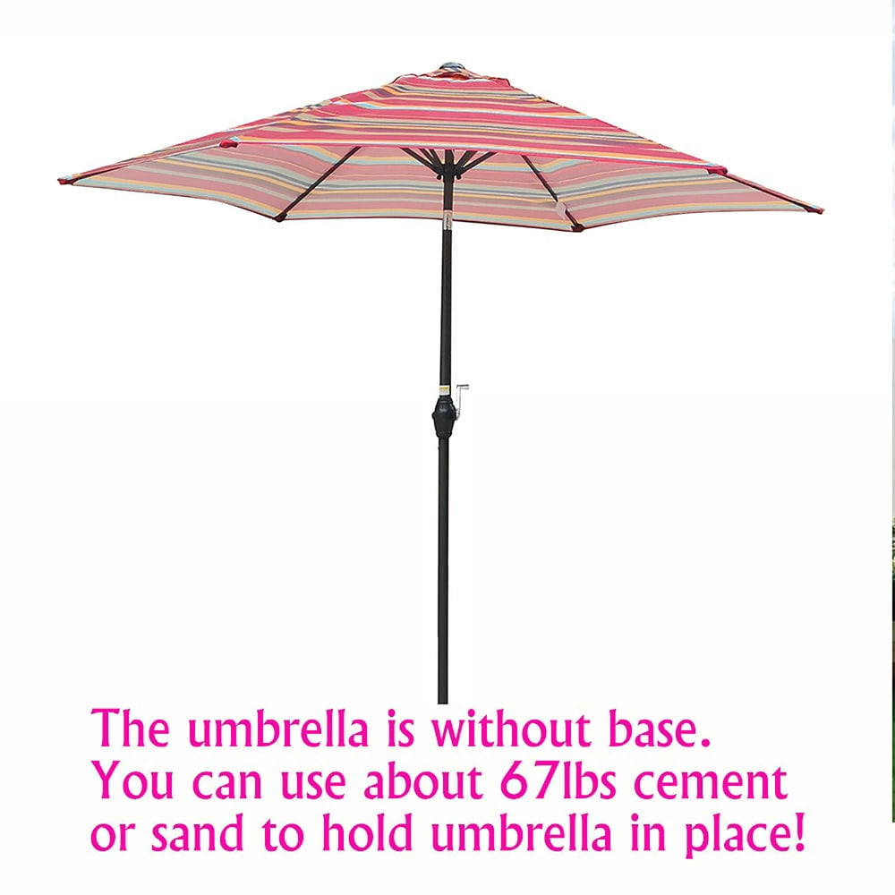 Topcobe 9Ft Stripes Fabric Tilt Umbrella, Outdoor Patio Umbrella, Outdoor Table Umbrella for Balcony, Yard, Backyard