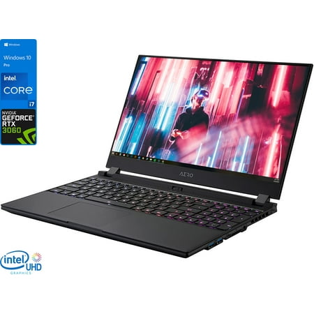 GIGABYTE AERO 15 OLED RP75 Gaming Laptop, 15.6" 4K UHD Display, Intel Core i7-11800H Upto 4.6GHz, 16GB RAM, 1TB NVMe SSD, NVIDIA GeForce RTX 3060, HDMI, Mini DP, Thunderbolt, Windows 10 Pro