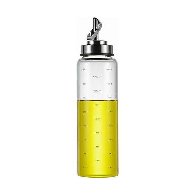 Dispensador de aceite de oliva con vidrio de borosilicato alto, dispensador automático de aceite que garantiza una medición precisa de la escala y la conservación de la frescura para la cocina, 500 ml