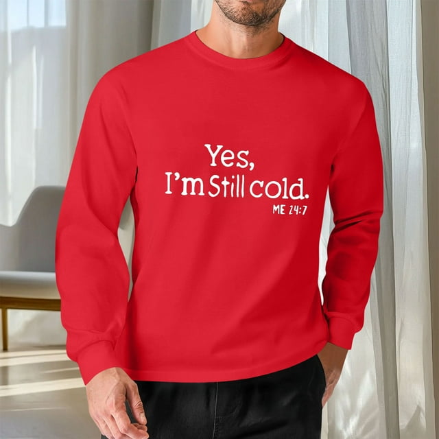 Amzcrzy - Sudadera Para Hombre, Estilo Veraniego, Holgada, Informal, Estampada, De Manga Larga, Con Cuello Redondo, Color Rojo, Xl