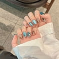 [Wesley] Neon cat's eye handmade wearing nail patch nail art finished ...