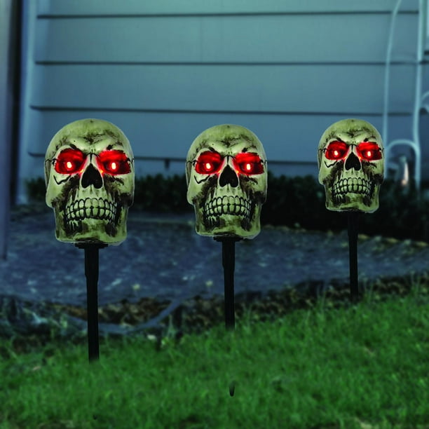 Skull Pathmarker Lights, PC, Red LEDs, 17in, Battery Operated