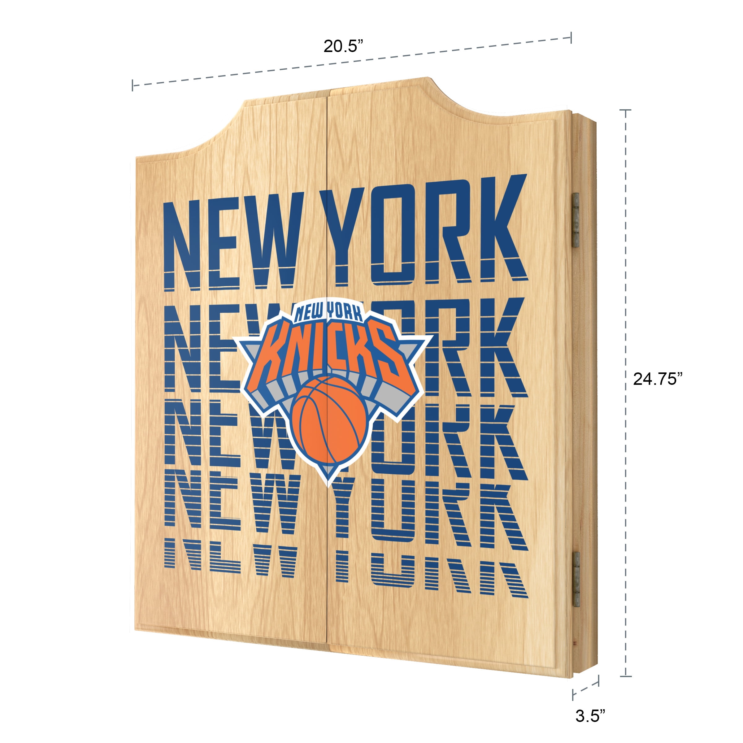 New York Knicks City Dart Board Cabinet Set with 6 Steel Tip Darts