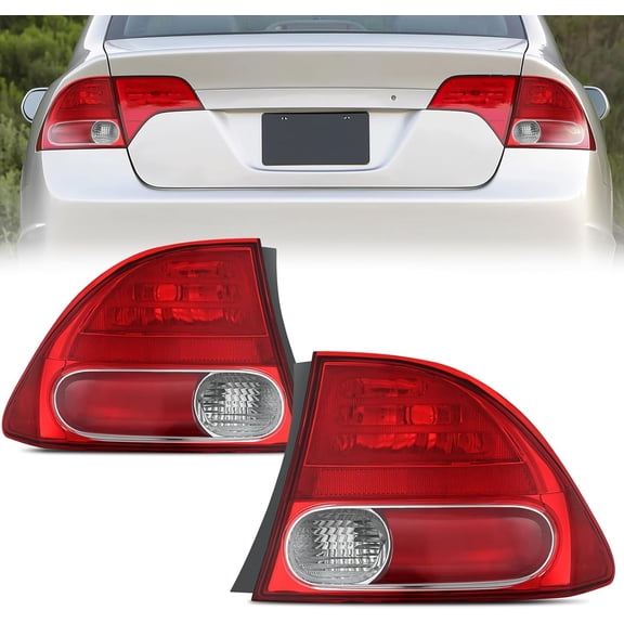 Nilight Taillight Assembly Compatible with 2006 2007 2008 Honda Civic Sedan Hybrid DX EX GX LX 4 Door Rear Lamp Replacement OE Style Driver and Passenger Side
