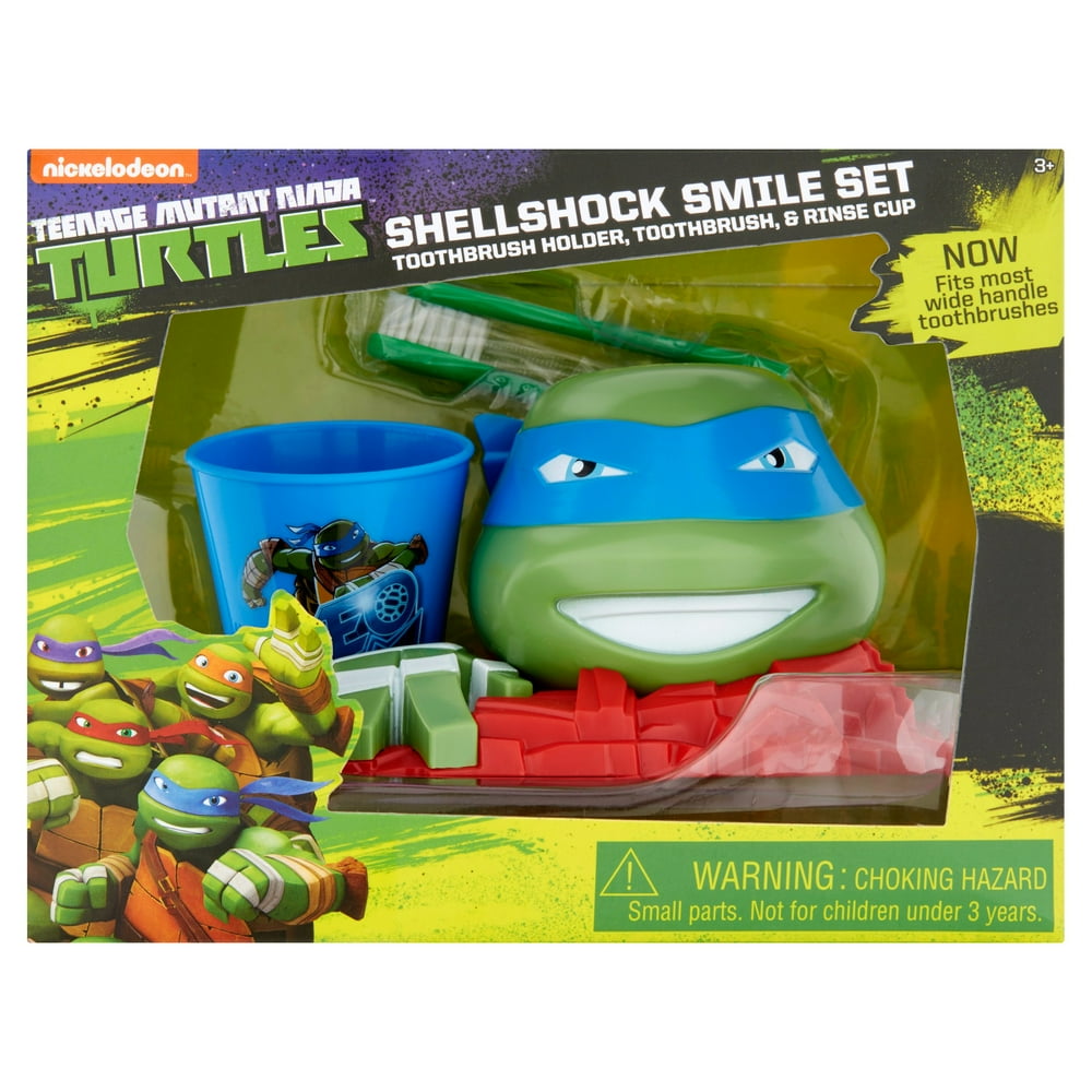 Teenage Mutant Ninja Turtles Shellshock Toothbrush, Toothbrush Holder, Rinse Cup Gift Set, 3pcs