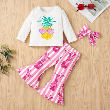 

Female Baby Round Neck Long Sleeved Top Printed Pants Two-Piece Set.