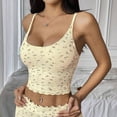 thumbnail image 5 of Blmnix Pajamas for Women Sexy Pajamas 2 Piece Pajama Set Sleepwear Sets Sleepwear Yellow Sleeveless Square Neckline Long Spring Pajamas for Women Set,S, 5 of 7